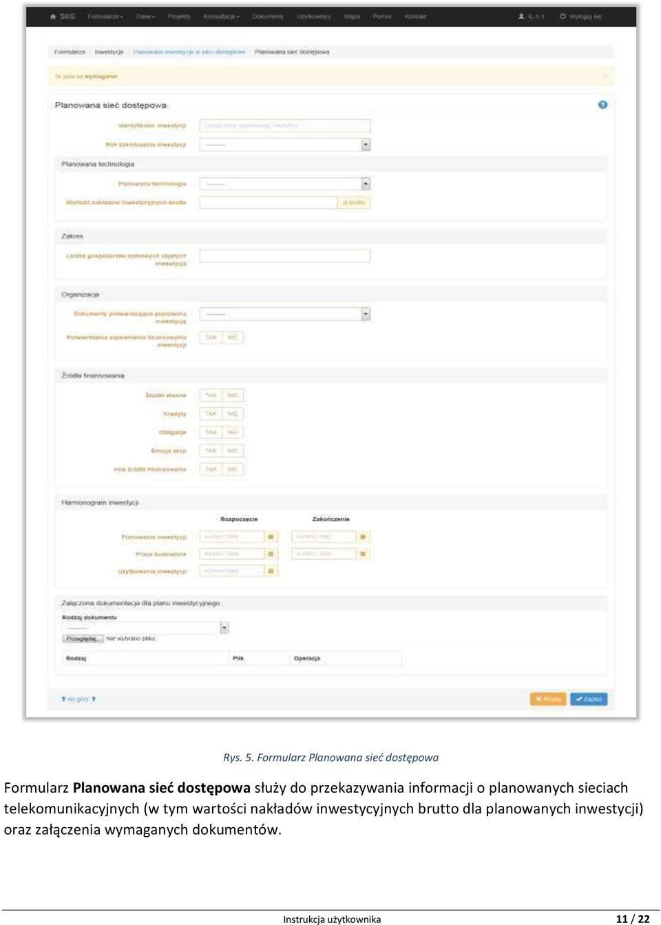 służy do przekazywania informacji o planowanych sieciach