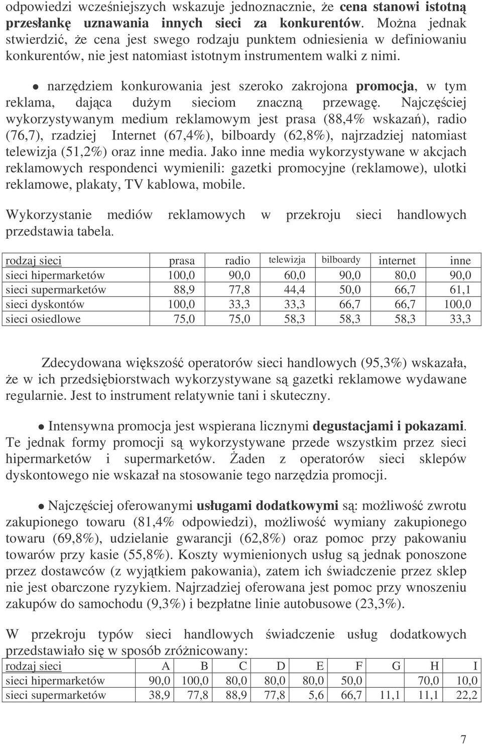 narzdziem konkurowania jest szeroko zakrojona promocja, w tym reklama, dajca duym sieciom znaczn przewag.