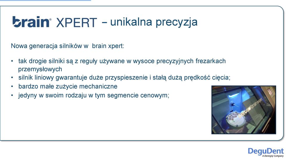 silnik liniowy gwarantuje duże przyspieszenie i stałą dużą prędkość