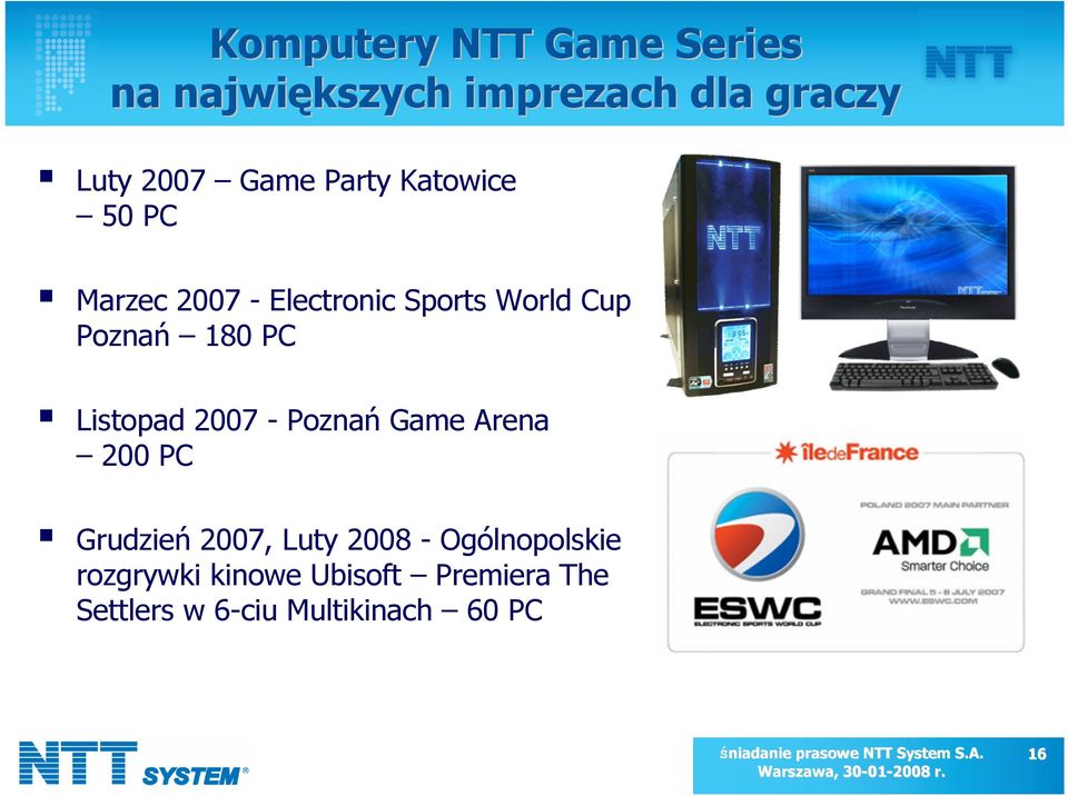 PC Listopad 2007 - Poznań Game Arena 200 PC Grudzień 2007, Luty 2008 -