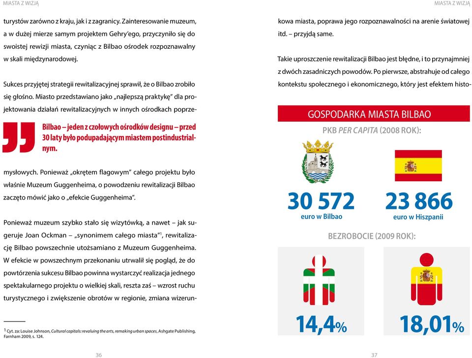 Sukces przyjętej strategii rewitalizacyjnej sprawił, że o Bilbao zrobiło Bilbao jeden z czołowych ośrodków designu przed 30 laty było podupadającym miastem postindustrialnym.