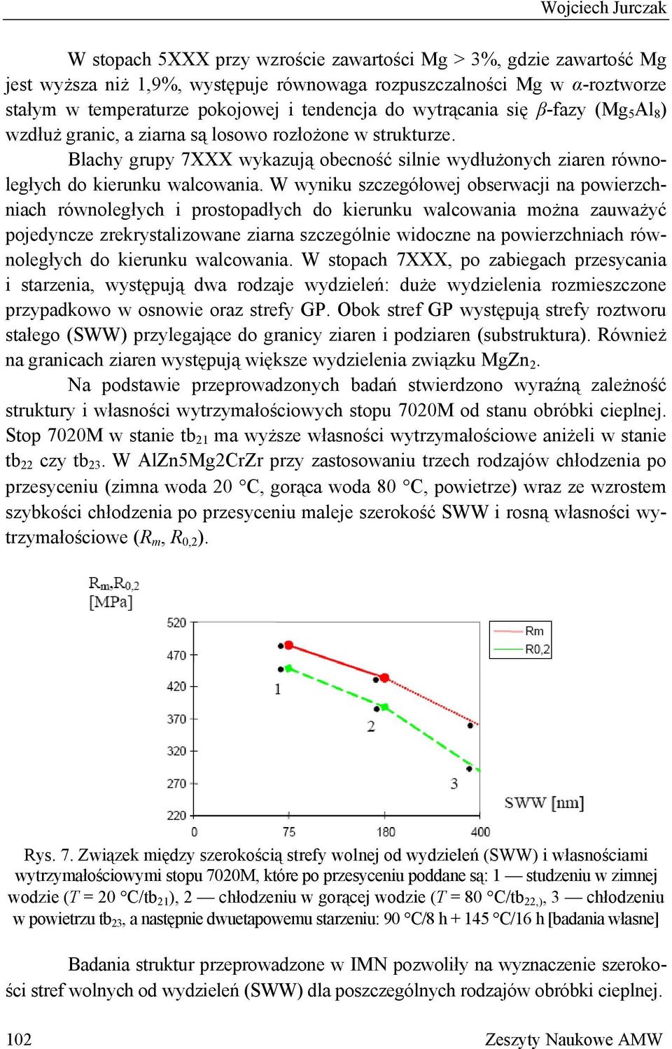 Blachy grupy 7XXX wykazują obecność silnie wydłużonych ziaren równoległych do kierunku walcowania.