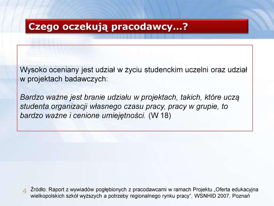 udziału w projektach, takich, które uczą studenta organizacji własnego czasu pracy, pracy w grupie, to bardzo ważne i