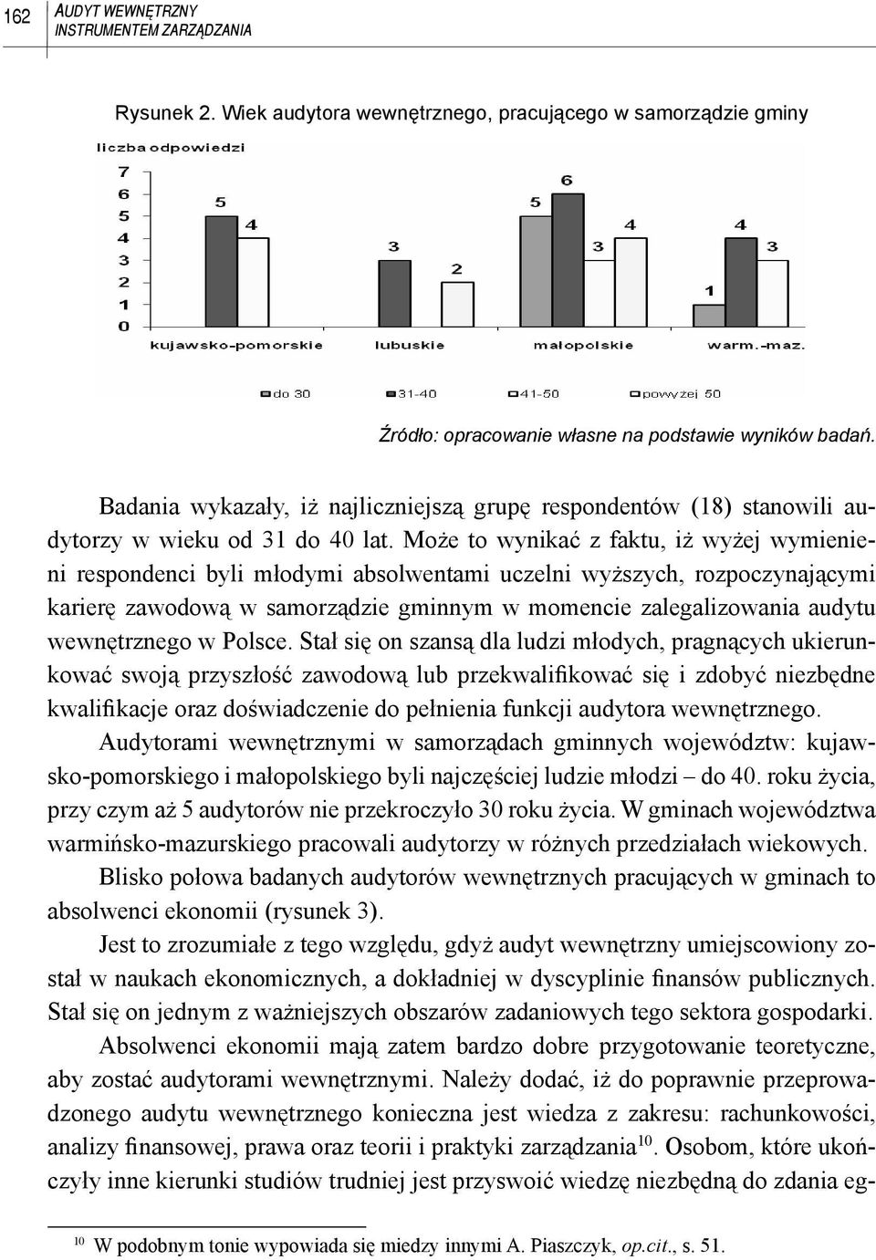 Może to wynikać z faktu, iż wyżej wymienieni respondenci byli młodymi absolwentami uczelni wyższych, rozpoczynającymi karierę zawodową w samorządzie gminnym w momencie zalegalizowania audytu