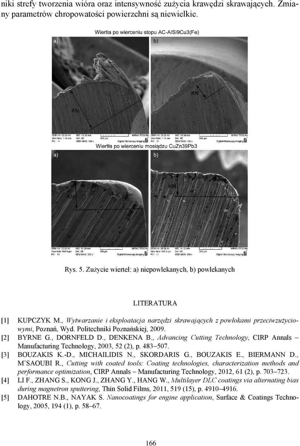 Politechniki Poznańskiej, 2009. BYRNE G., DORNFELD D., DENKENA B., Advancing Cutting Technology, CIRP Annals Manufacturing Technology, 2003, 52 (2), p. 483507. BOUZAKIS K.-D., MICHAILIDIS N.