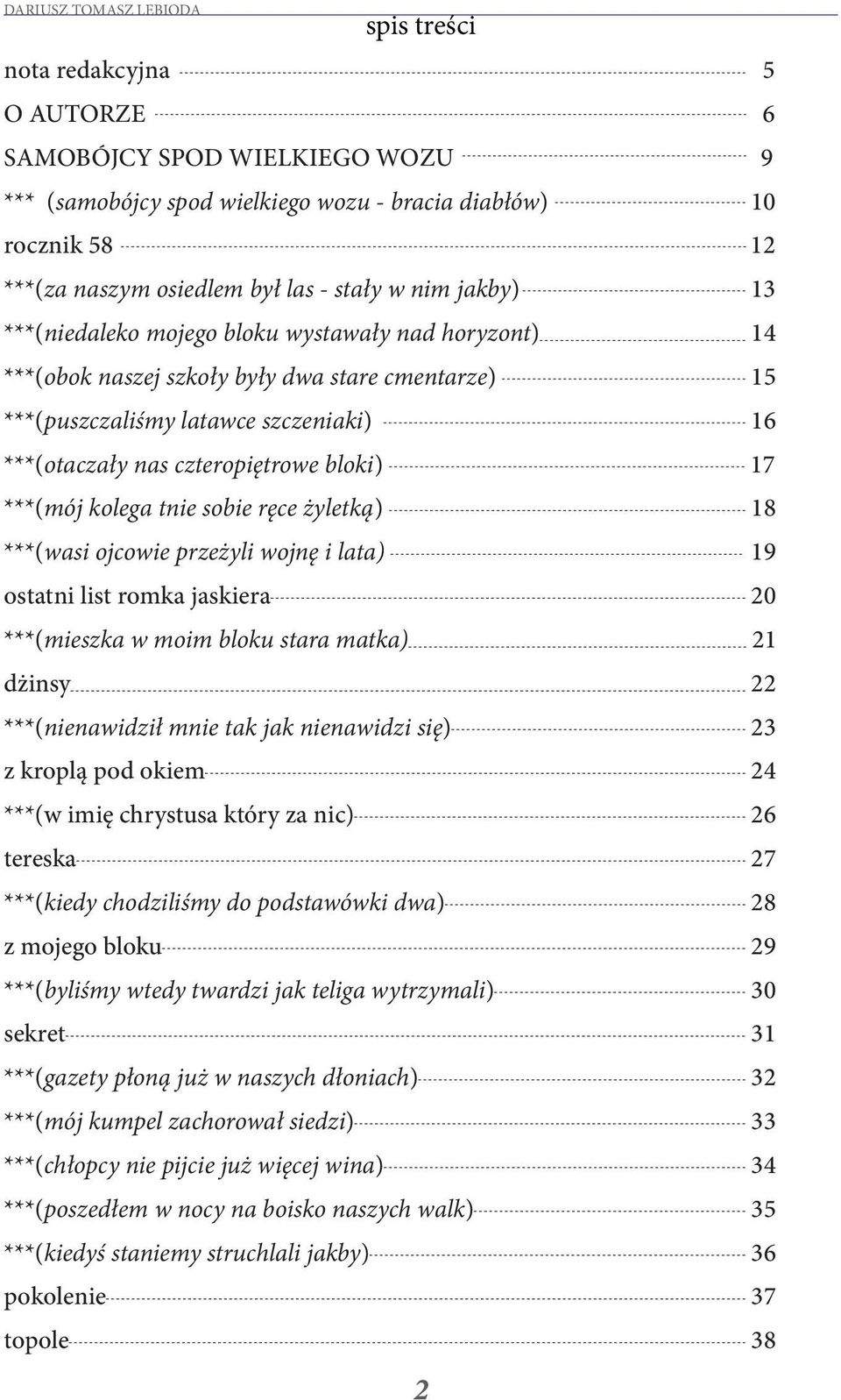 bloki ) 17 ***(mój kolega tnie sobie ręce żyletką ) 18 ***(wasi ojcowie przeżyli wojnę i lata) 19 ostatni list romka jaskiera 20 ***(mieszka w moim bloku stara matka) 21 dżinsy 22 ***(nienawidził