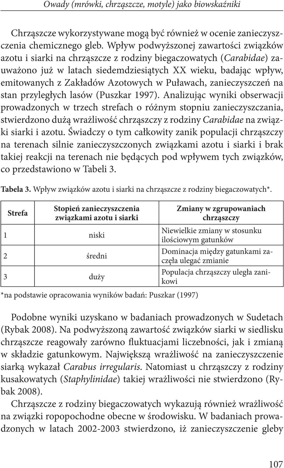 Azotowych w Puławach, zanieczyszczeń na stan przyległych lasów (Puszkar 1997).