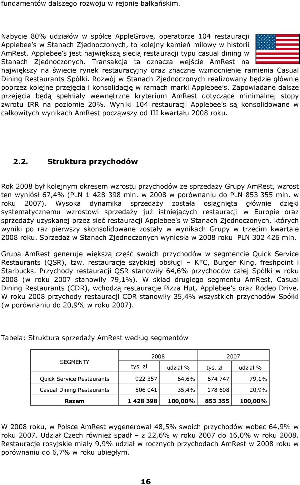 Transakcja ta oznacza wejście AmRest na największy na świecie rynek restauracyjny oraz znaczne wzmocnienie ramienia Casual Dining Restaurants Spółki.