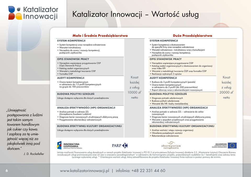 Rockefeller SYSTEM KOMPETENCJI System kompetencji oraz narzędzia wdrożeniowe Warsztat instruktażowy Narzędzia do oceny i rozwoju kompetencji, podręcznik użytkownika OPIS STANOWISK PRACY Narzędzia