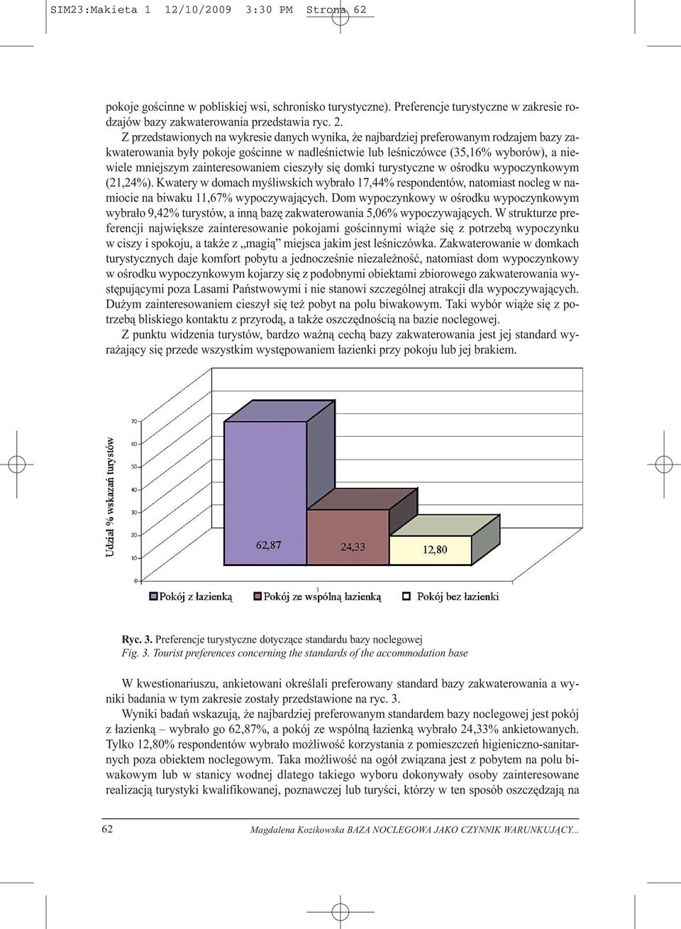 zainteresowaniem cieszyły się domki turystyczne w ośrodku wypoczynkowym (21,24%).