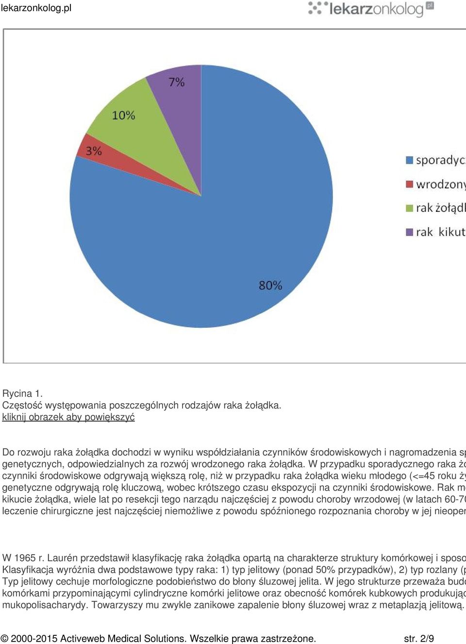 W przypadku sporadycznego raka żo czynniki środowiskowe odgrywają większą rolę, niż w przypadku raka żołądka wieku młodego (<=45 roku ży genetyczne odgrywają rolę kluczową, wobec krótszego czasu