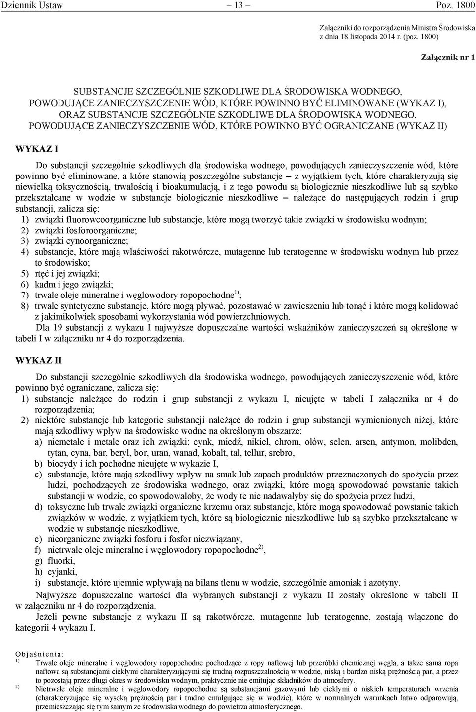 .. ) nr 1 Załącznik nr 1 SUBSTANCJE SUBSTANCJE SZCZEGÓLNIE SZCZEGÓLNIE SZKODLIWE SZKODLIWE DLA ŚRODOWISKA DLA ŚRODOWISKA WODNEGO, WODNEGO, POWODUJĄCE POWODUJĄCE ZANIECZYSZCZENIE ZANIECZYSZCZENIE WÓD,