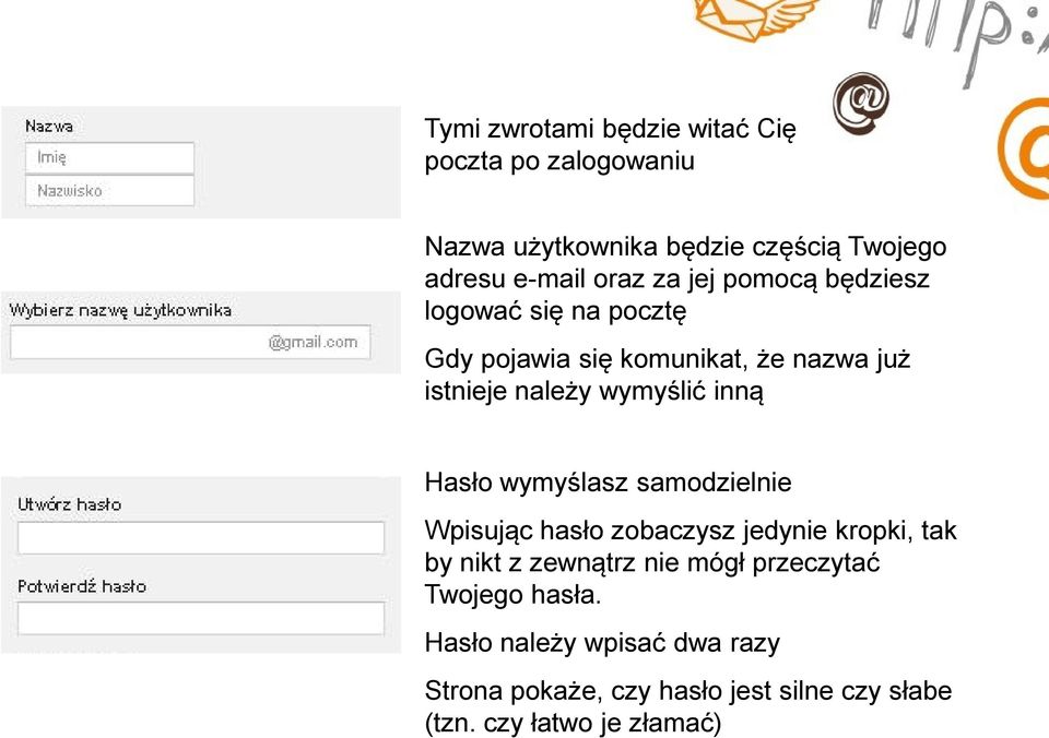 Hasło wymyślasz samodzielnie Wpisując hasło zobaczysz jedynie kropki, tak by nikt z zewnątrz nie mógł przeczytać