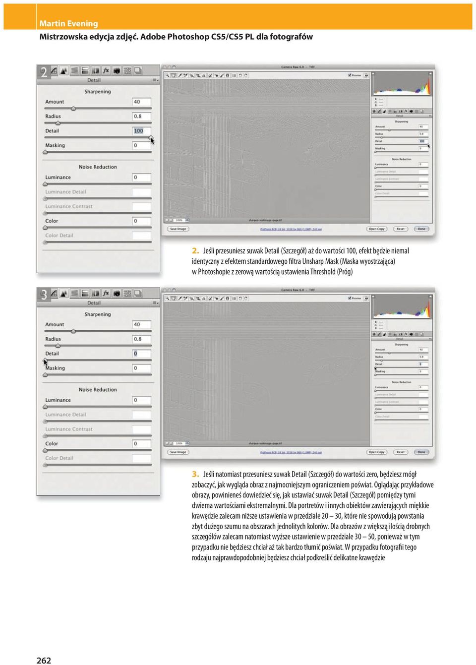 ustawienia Threshold (Próg) 3. Jeśli natomiast przesuniesz suwak Detail (Szczegół) do wartości zero, będziesz mógł zobaczyć, jak wygląda obraz z najmocniejszym ograniczeniem poświat.