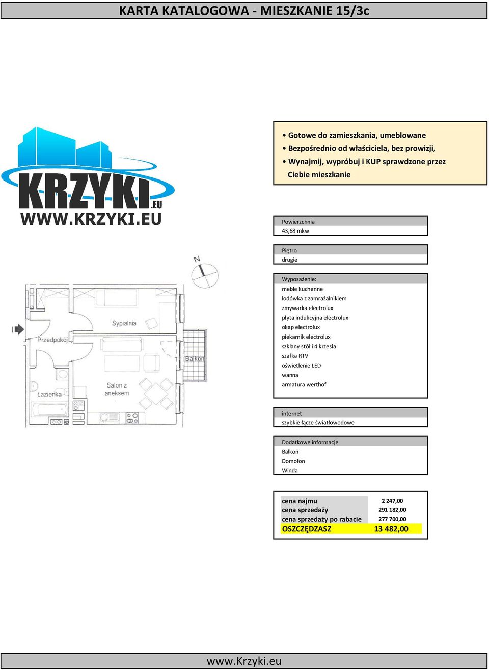 i 4 krzesła szafka RTV cena najmu 2247,00 cena sprzedaży