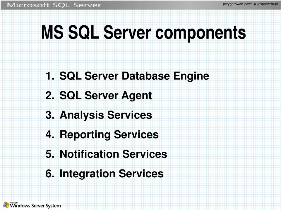 SQL Server Agent 3. Analysis Services 4.