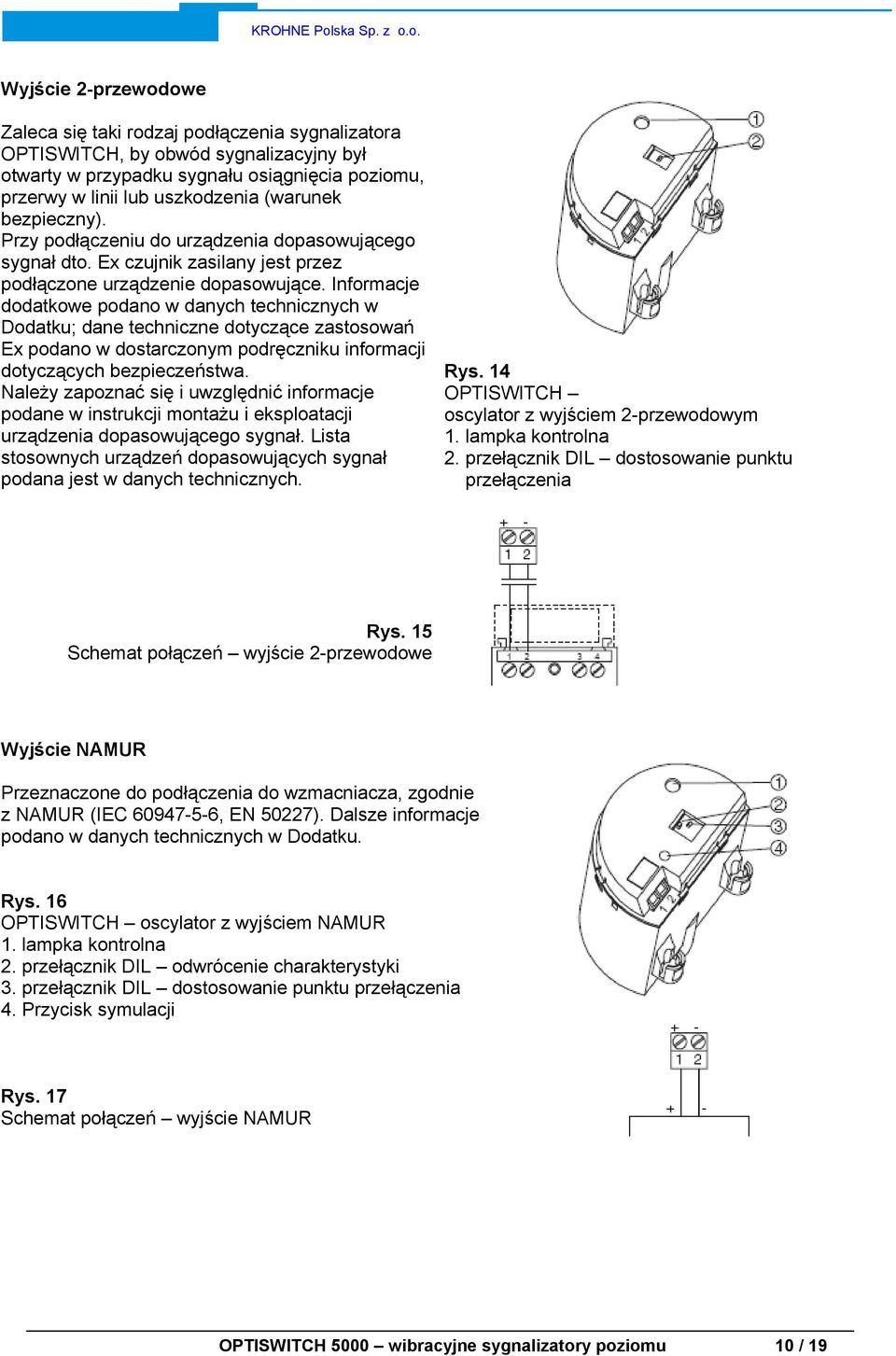 Informacje dodatkowe podano w danych technicznych w Dodatku; dane techniczne dotyczące zastosowań Ex podano w dostarczonym podręczniku informacji dotyczących bezpieczeństwa.