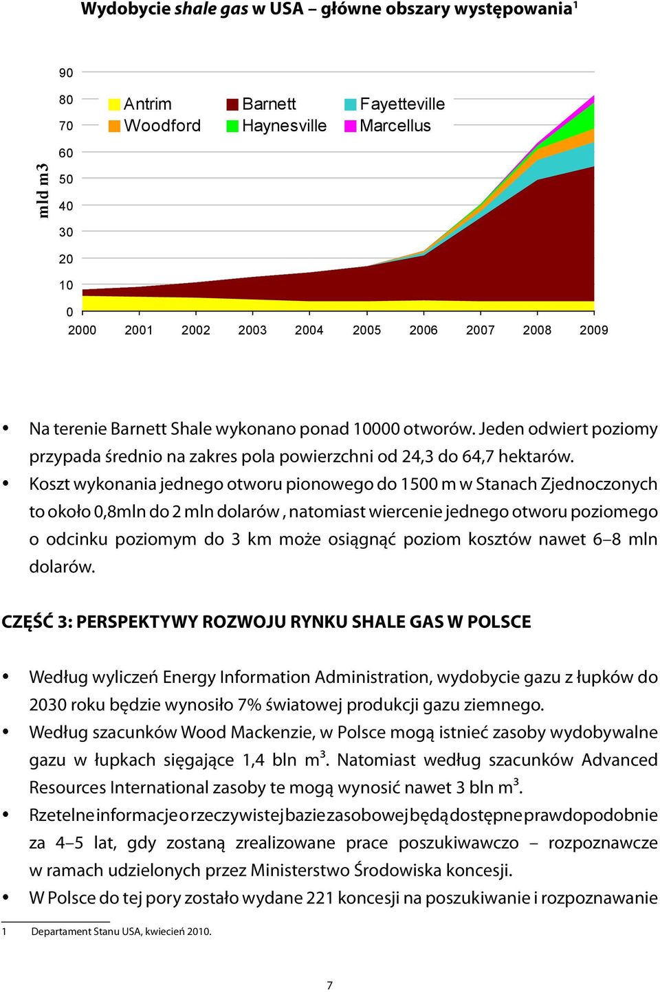 ykoszt wykonania jednego otworu pionowego do 1500 m w Stanach Zjednoczonych to około 0,8mln do 2 mln dolarów, natomiast wiercenie jednego otworu poziomego o odcinku poziomym do 3 km może osiągnąć