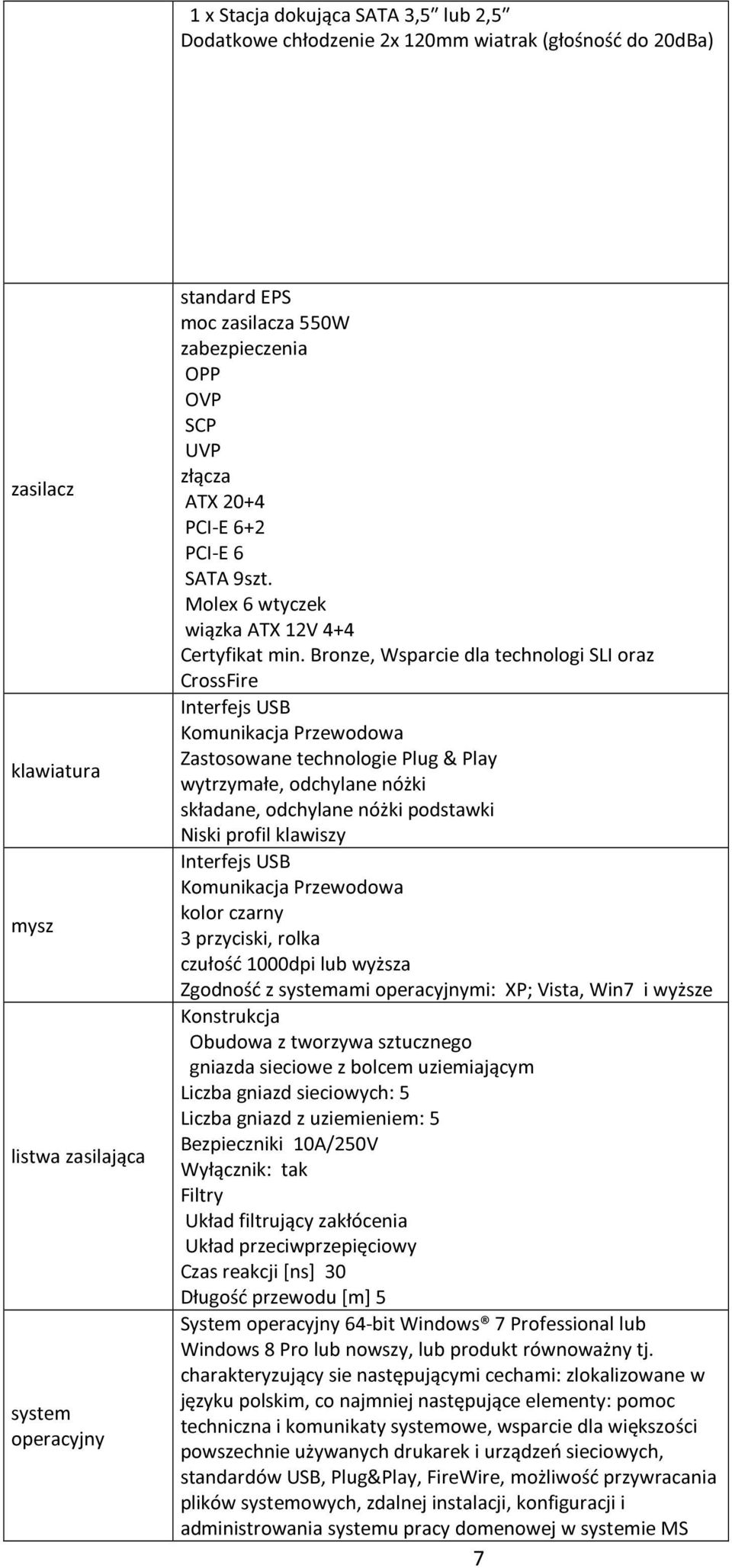 Bronze, Wsparcie dla technologi SLI oraz CrossFire Interfejs USB Komunikacja Przewodowa Zastosowane technologie Plug & Play wytrzymałe, odchylane nóżki składane, odchylane nóżki podstawki Niski