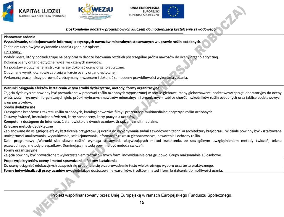 organoleptycznej. Dokonaj oceny organoleptycznej wyżej wskazanych nawozów. Na podstawie otrzymanej instrukcji należy dokonad oceny organoleptycznej.