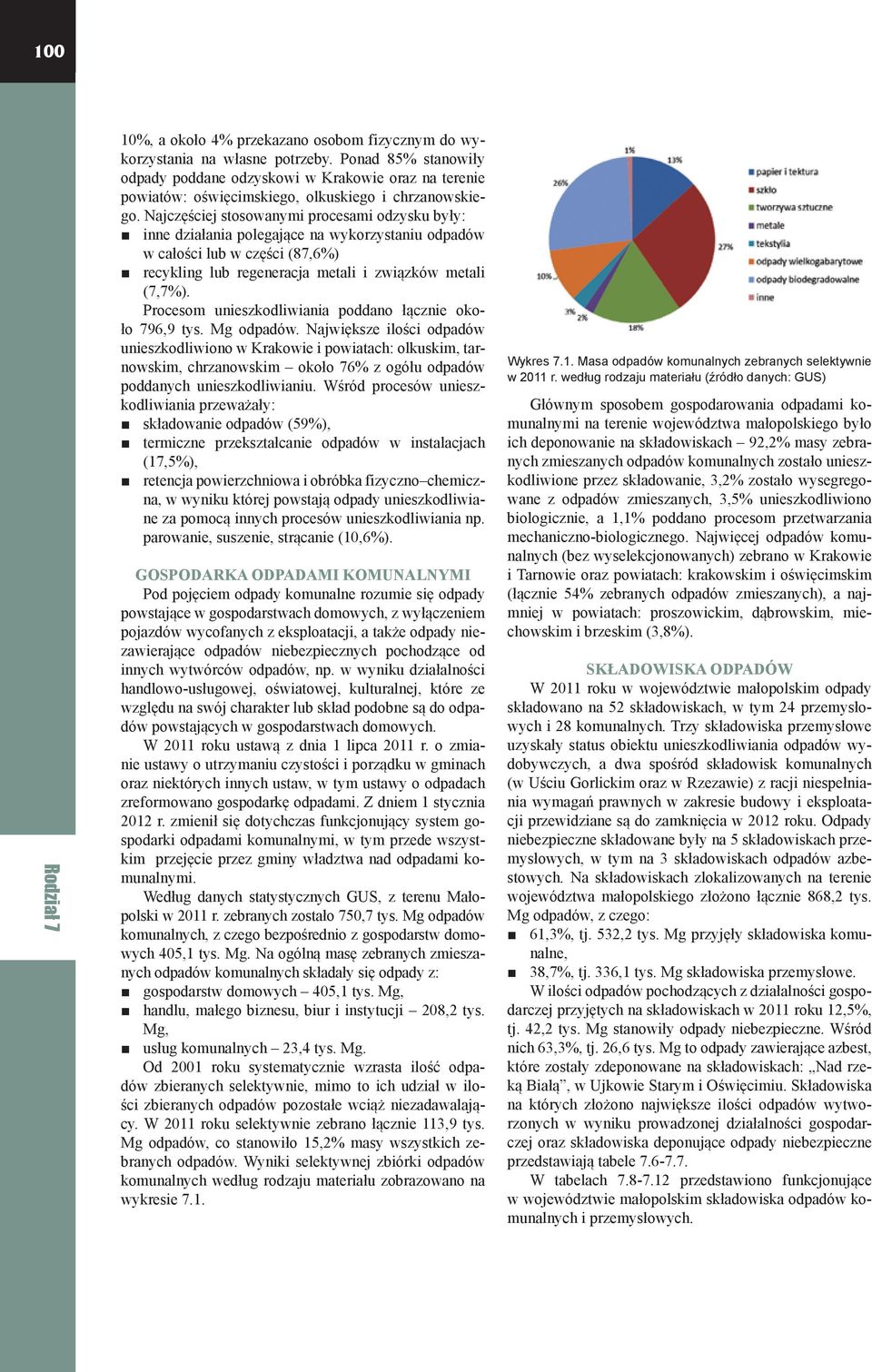 Procesom unieszkodliwiania poddano łącznie około 796,9 tys. Mg odpadów.