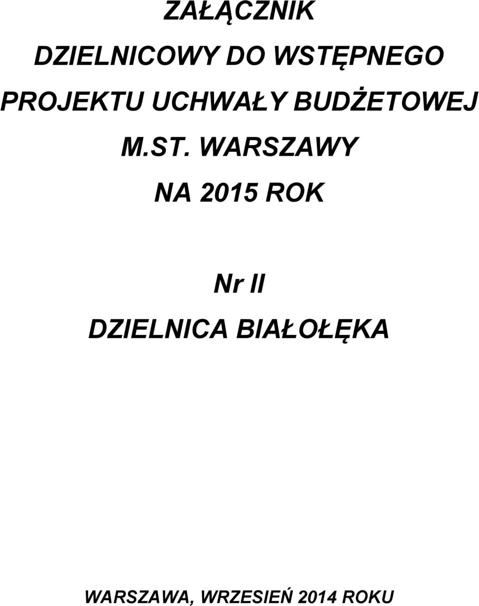 WARSZAWY NA 2015 ROK Nr II