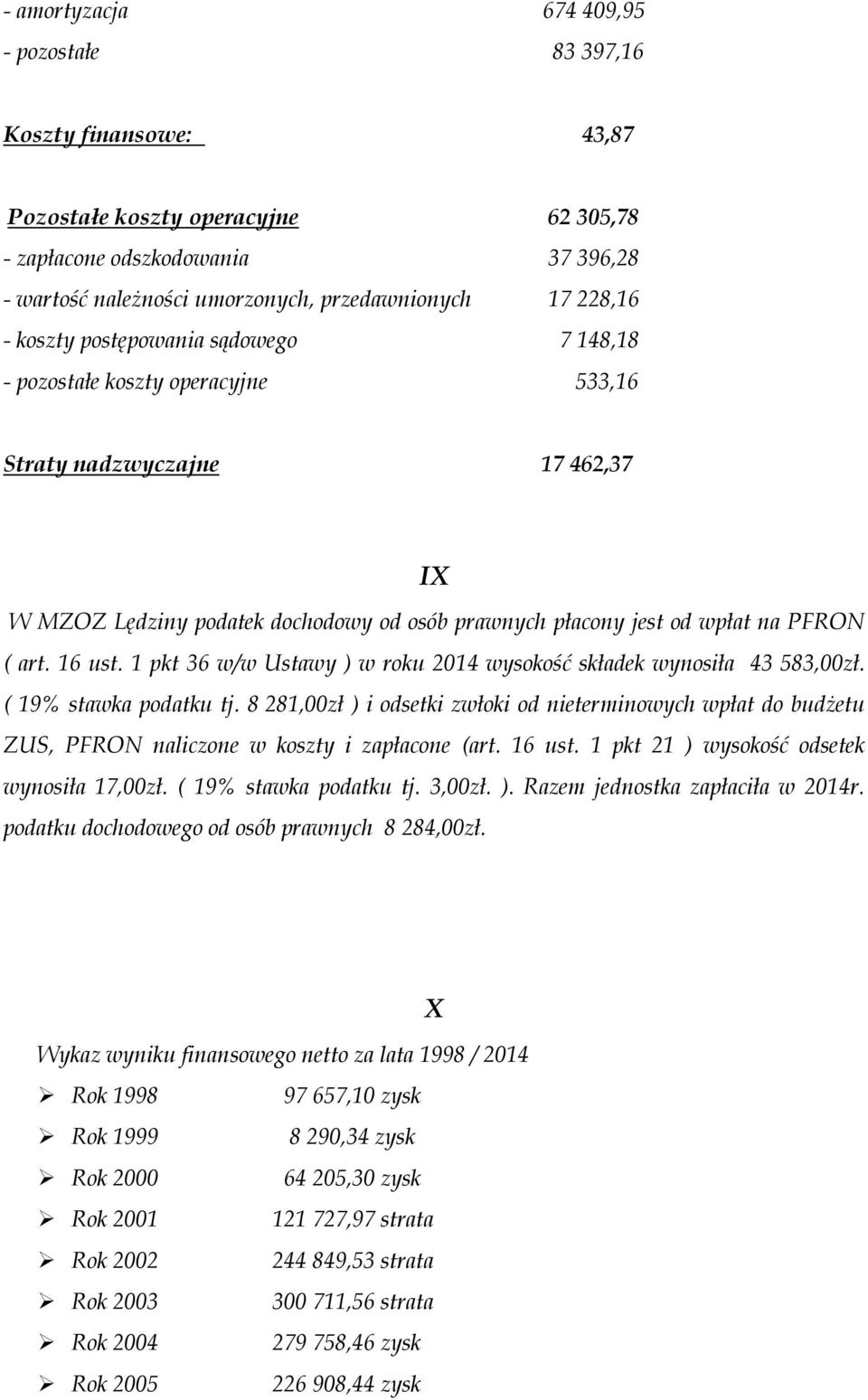 art. 16 ust. 1 pkt 36 w/w Ustawy ) w roku 2014 wysokość składek wynosiła 43 583,00zł. ( 19% stawka podatku tj.