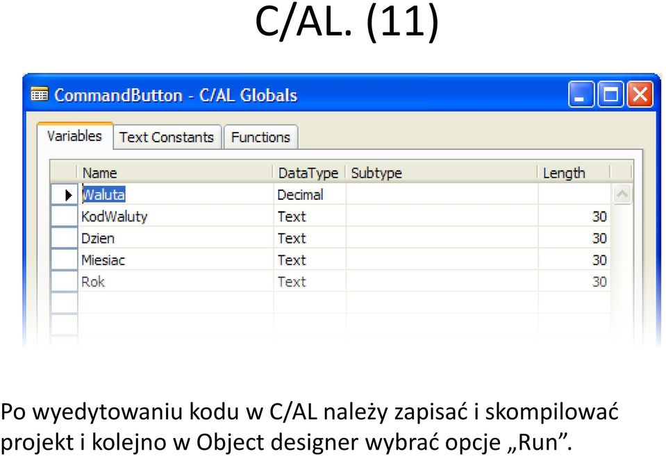 skompilować projekt i kolejno