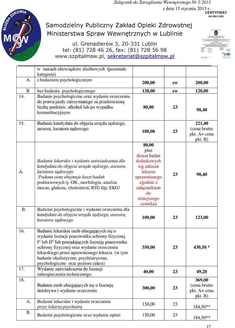 Badanie kandydata do objęcia urzędu sędziego, asesora, kuratora sądowego A.