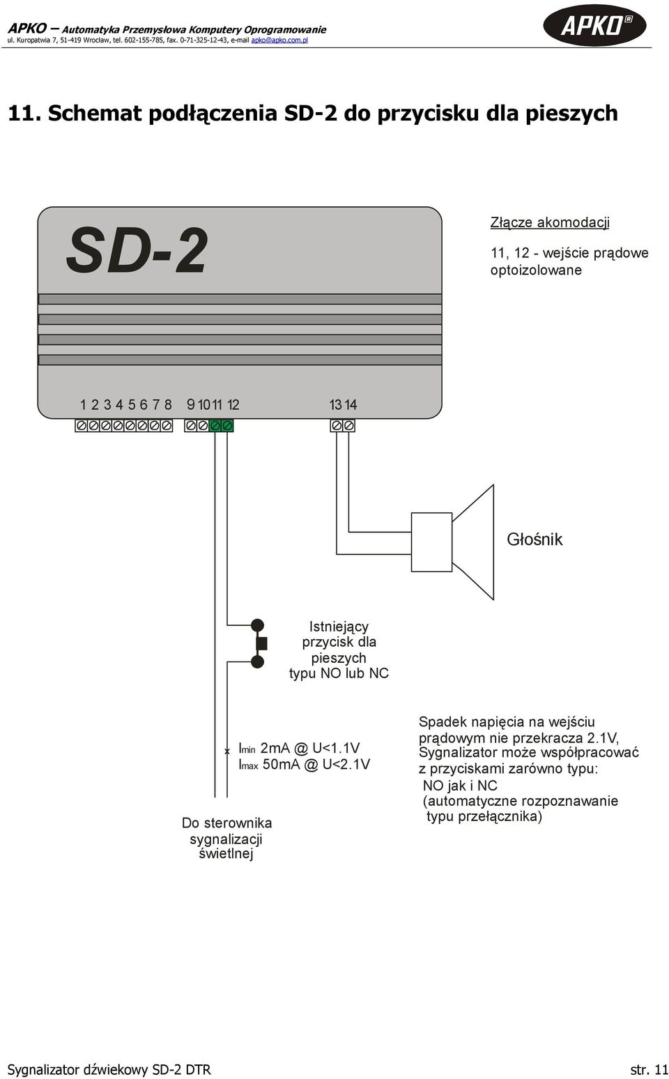 2mA @ U<1.1V I max 50mA @ U<2.1V Spadek napięcia na wejściu prądowym nie przekracza 2.