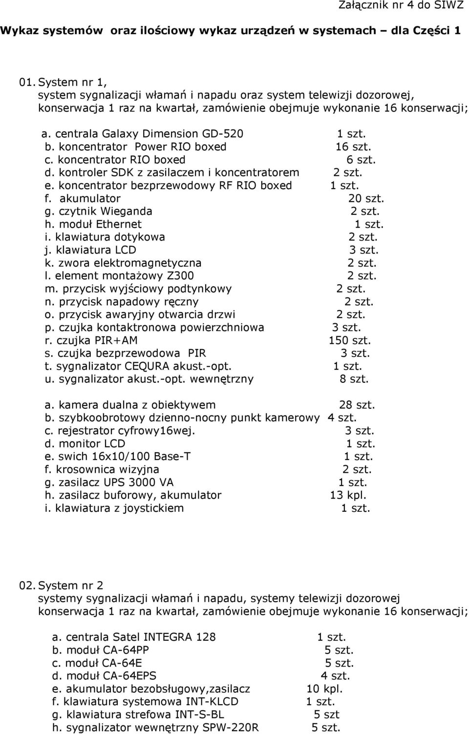 koncentrator bezprzewodowy RF RIO boxed 1 szt. f. akumulator 20 szt. g. czytnik Wieganda 2 szt. h. moduł Ethernet 1 szt. i. klawiatura dotykowa 2 szt. j. klawiatura LCD 3 szt. k. zwora elektromagnetyczna 2 szt.