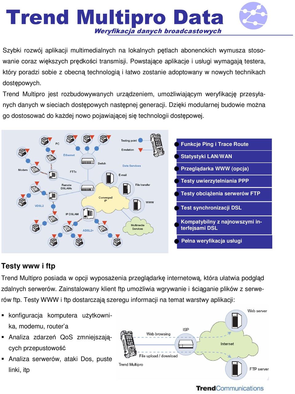 Trend Multipro jest rozbudowywanych urzdzeniem, umoliwiajcym weryfikacj przesyłanych danych w sieciach dostpowych nastpnej generacji.