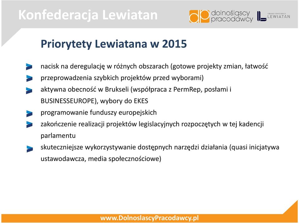 BUSINESSEUROPE), wybory do EKES programowanie funduszy europejskich zakończenie realizacji projektów legislacyjnych