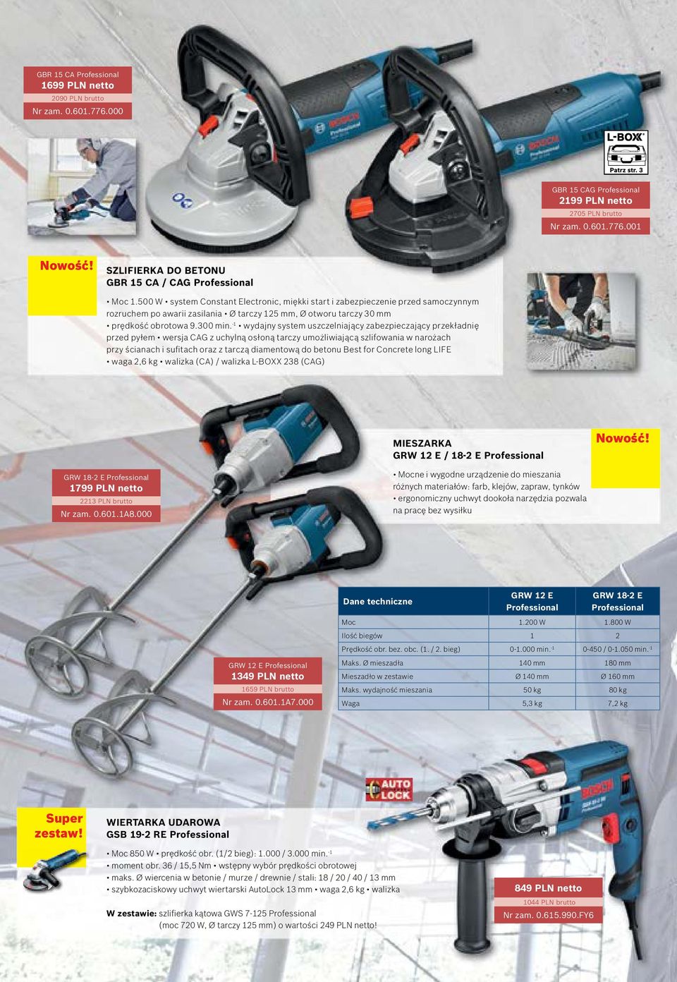 500 W system Constant Electronic, miękki start i zabezpieczenie przed samoczynnym rozruchem po awarii zasilania Ø tarczy 125 mm, Ø otworu tarczy 30 mm prędkość obrotowa 9.300 min.