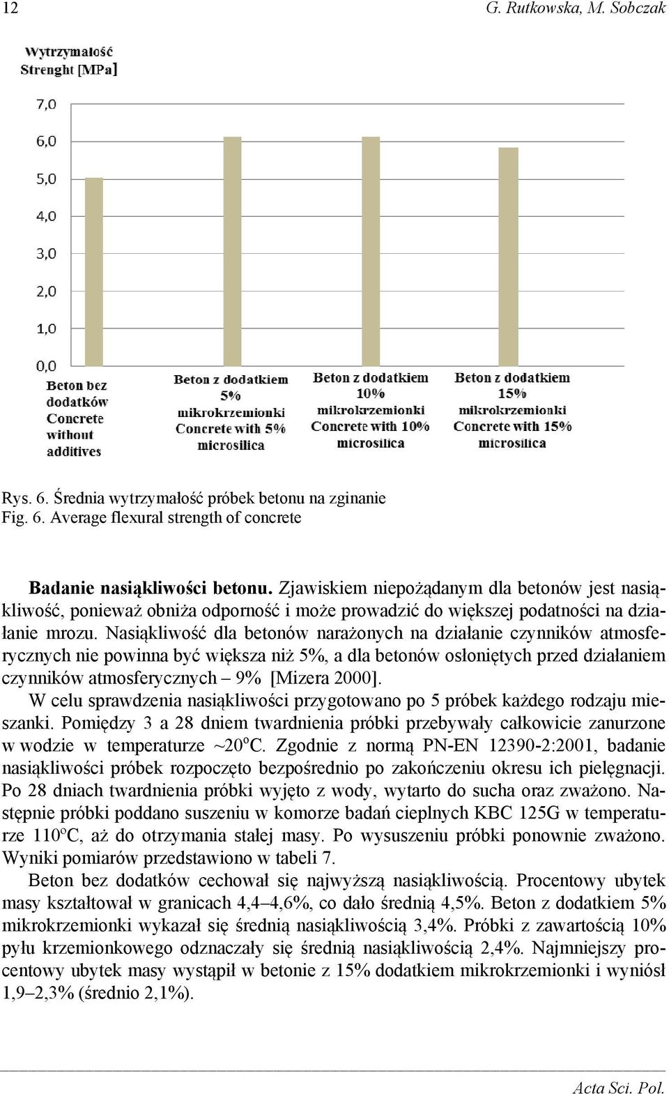 Nasiąkliwość dla betonów narażonych na działanie czynników atmosferycznych nie powinna być większa niż 5%, a dla betonów osłoniętych przed działaniem czynników atmosferycznych 9% [Mizera 2000].