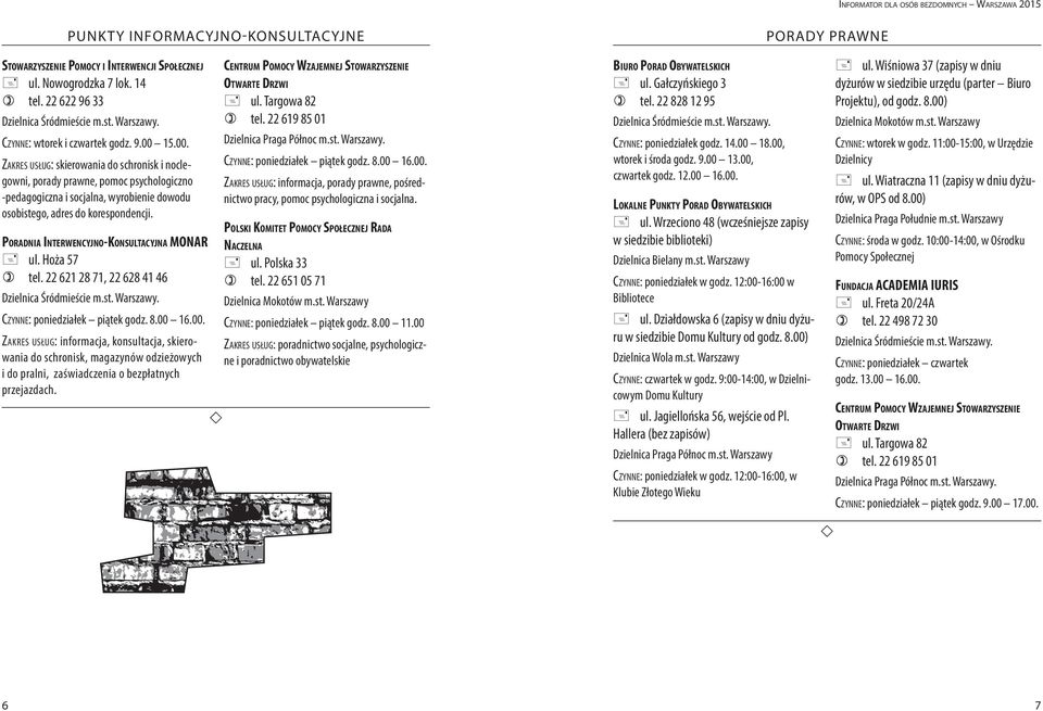 Poradnia Interwencyjno-Konsultacyjna MONAR + ul. Hoża 57 ) tel.