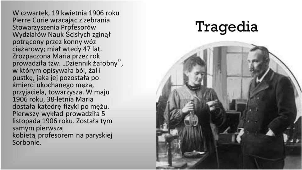 Dziennik żałobny, w którym opisywała ból, żal i pustkę, jaka jej pozostała po śmierci ukochanego męża, przyjaciela, towarzysza.