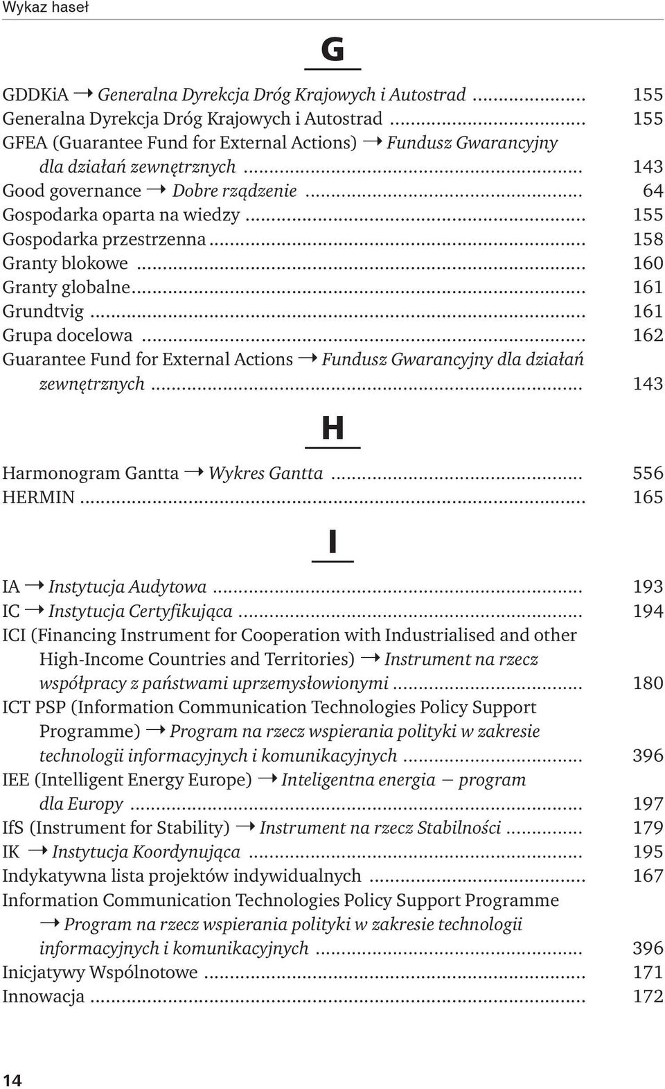 .. 158 Granty blokowe... 160 Granty globalne... 161 Grundtvig... 161 Grupa docelowa... 162 Guarantee Fund for External Actions Fundusz Gwarancyjny dla działań zewnętrznych.