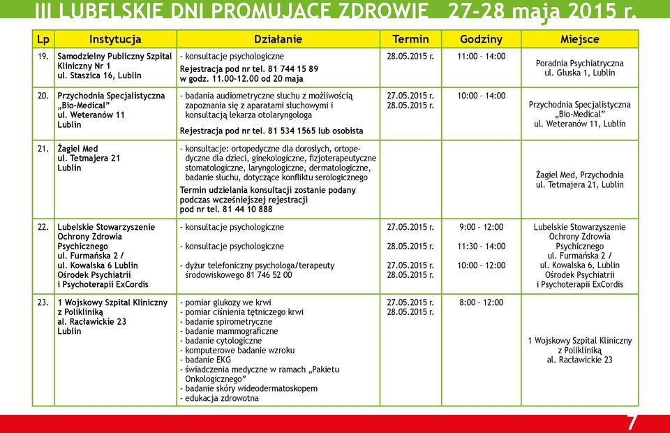 Kowalska 6 Ośrodek Psychiatrii i Psychoterapii ExCordis - konsultacje psychologiczne Rejestracja pod nr tel. 81 744 15 89 w godz. 11.00-12.