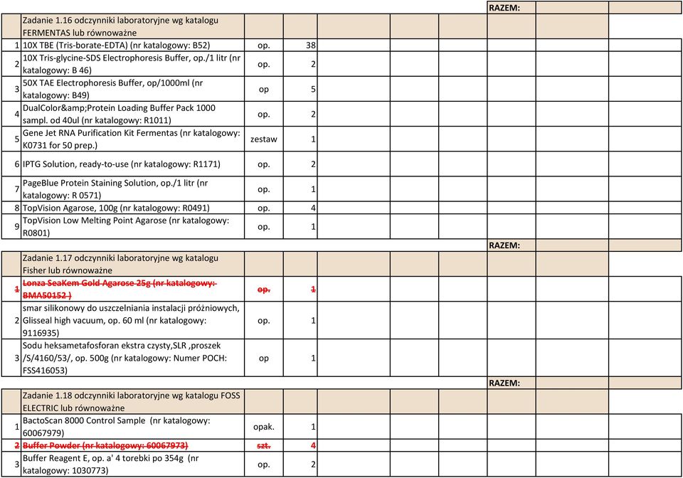 od 40ul (nr katalogowy: R0) Gene Jet RNA Purification Kit Fermentas (nr katalogowy: 5 zestaw K073 for 50 prep.