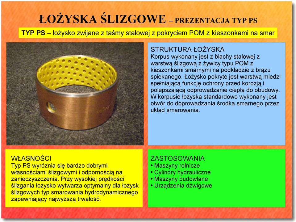 W korpusie łożyska standardowo wykonany jest otwór do doprowadzania środka smarnego przez układ smarowania.