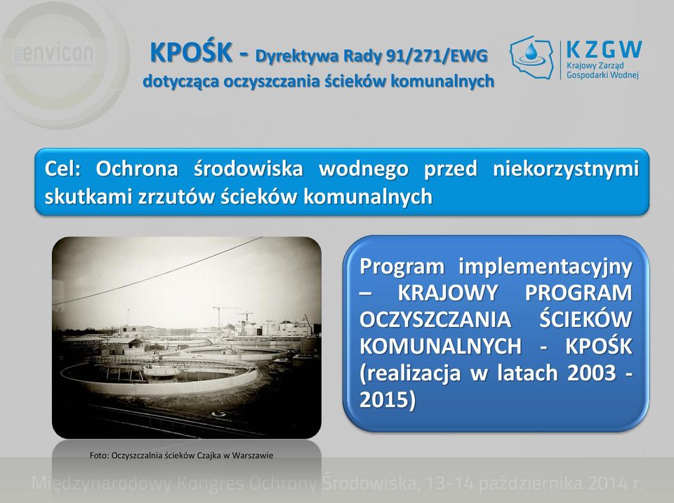 komunalnych Program implementacyjny KRAJOWY PROGRAM OCZYSZCZANIA ŚCIEKÓW