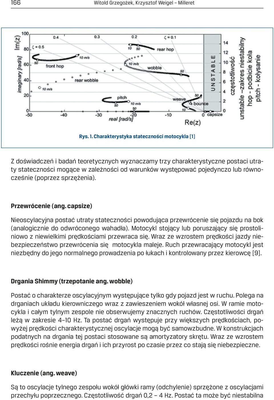 równocześnie (poprzez sprzężenia). Przewrócenie (ang. capsize) Nieoscylacyjna postać utraty stateczności powodująca przewrócenie się pojazdu na bok (analogicznie do odwróconego wahadła).