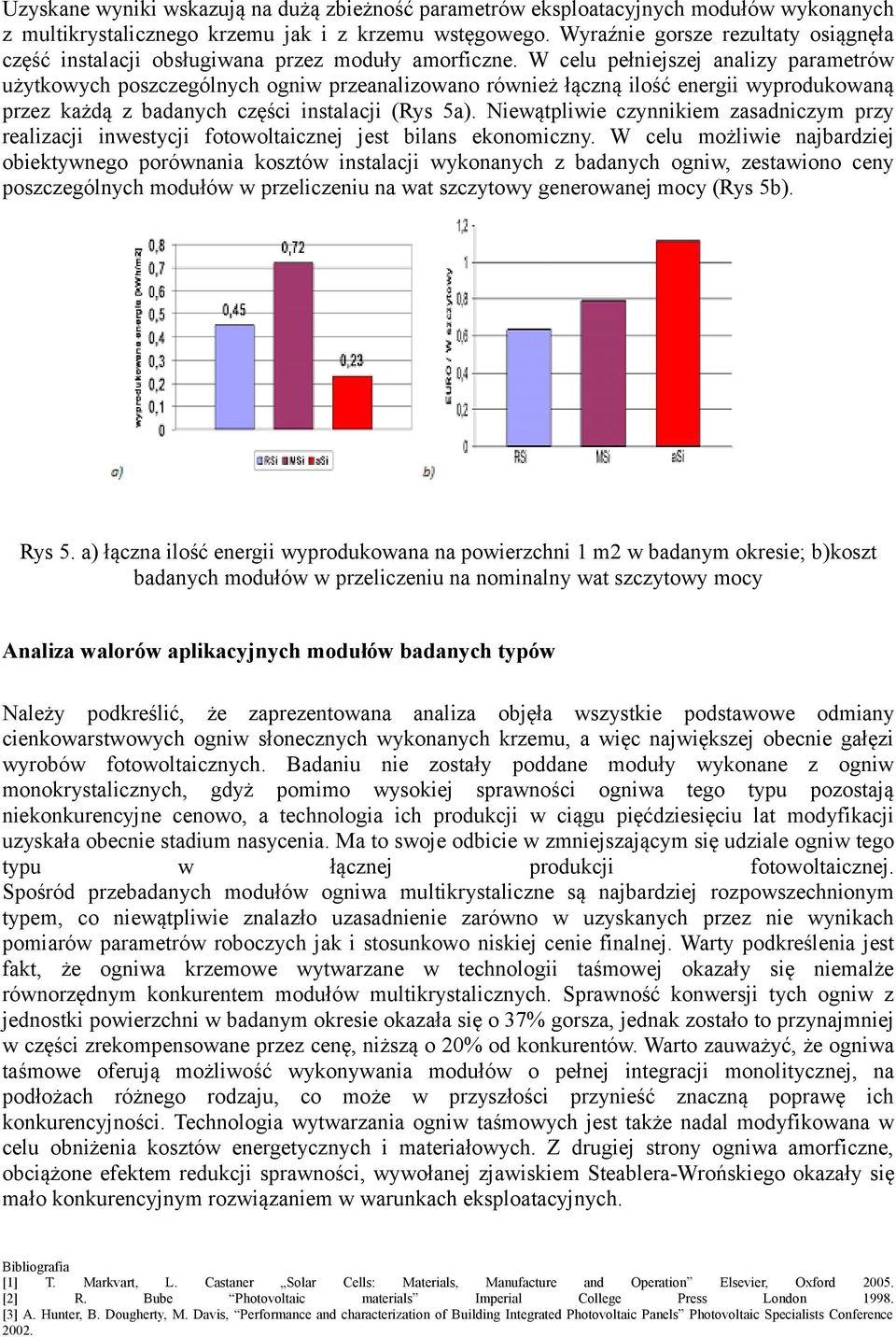 W celu pełniejszej analizy parametrów użytkowych poszczególnych ogniw przeanalizowano również łączną ilość energii wyprodukowaną przez każdą z badanych części instalacji (Rys 5a).