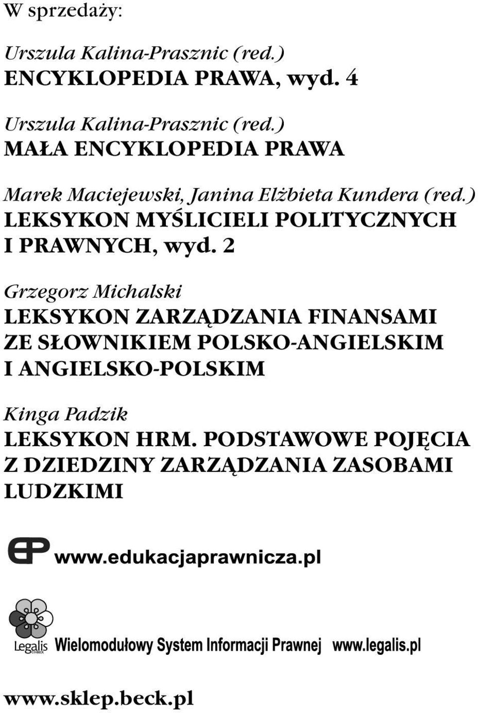 ) LEKSYKON MYŚLICIELI POLITYCZNYCH I PRAWNYCH, wyd.