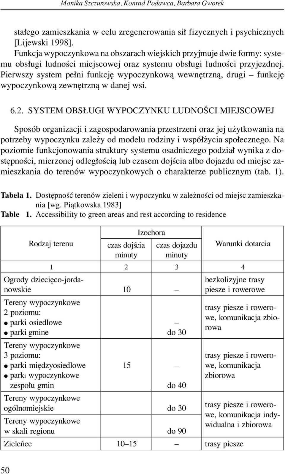 Pierwszy system pe ni funkcjí wypoczynkowπ wewnítrznπ, drugi ñ funkcjí wypoczynkowπ zewnítrznπ w danej wsi. 6.2.