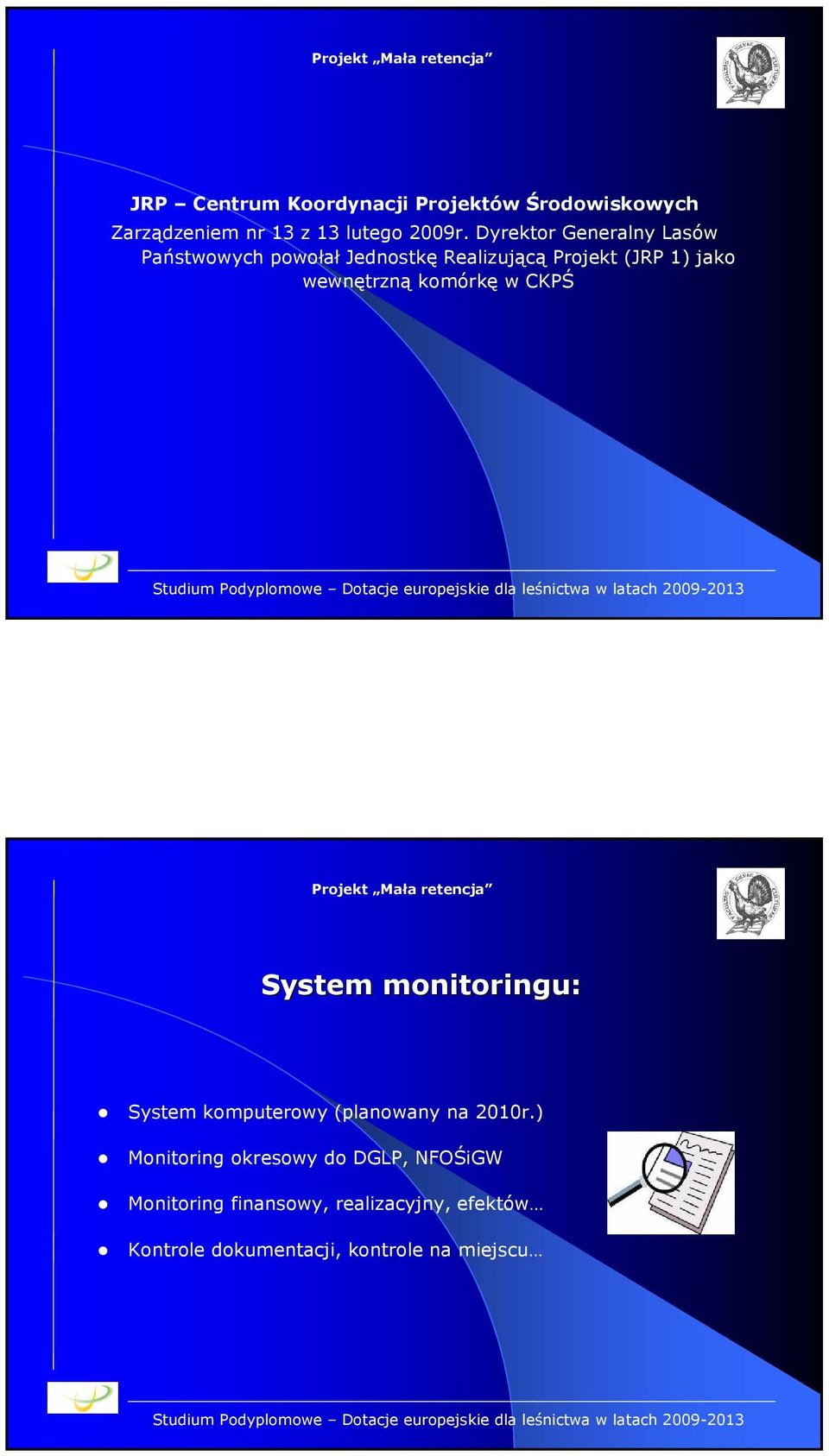 wewnętrzną komórkę w CKPŚ System monitoringu: System komputerowy (planowany na 2010r.