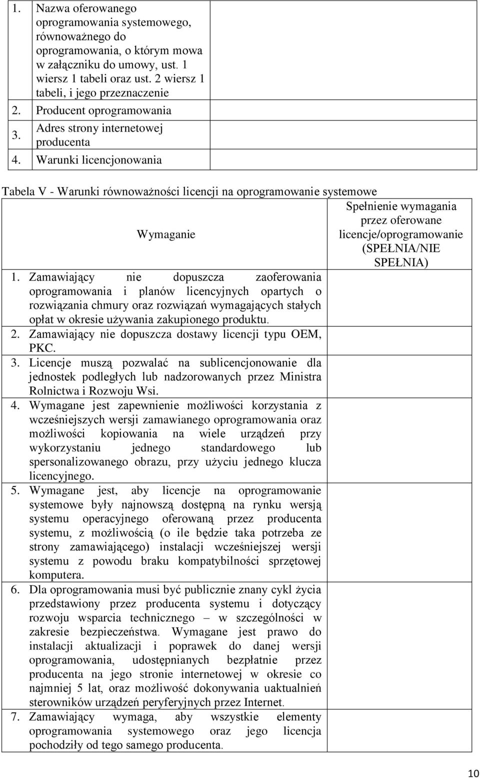 Zamawiający nie dopuszcza zaoferowania oprogramowania i planów licencyjnych opartych o rozwiązania chmury oraz rozwiązań wymagających stałych opłat w okresie używania zakupionego produktu. 2.