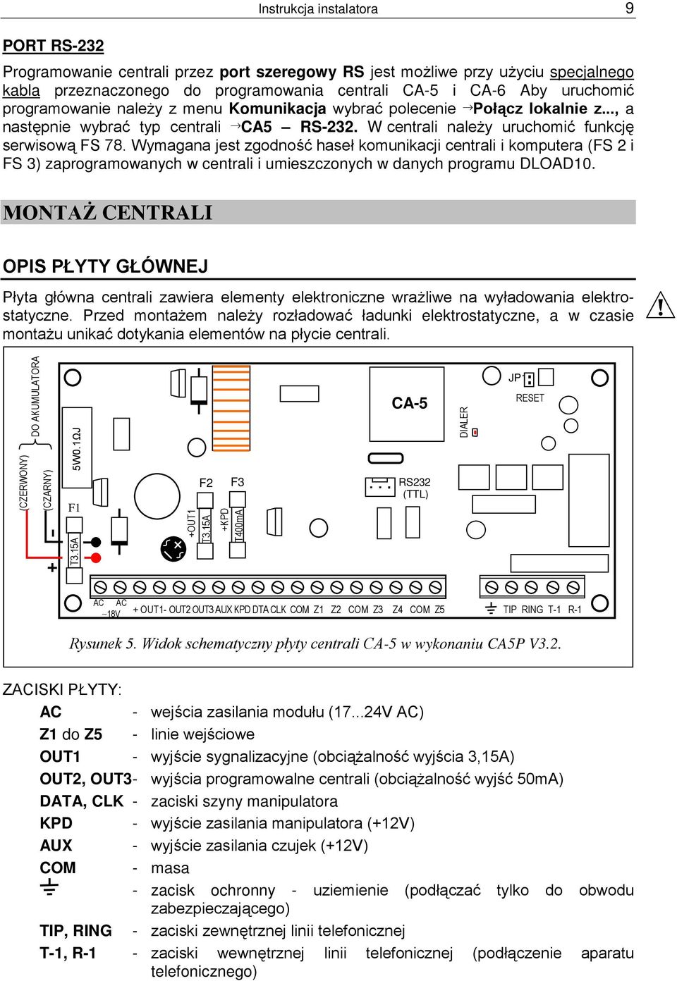 Wymagana jest zgodność haseł komunikacji centrali i komputera (FS 2 i FS 3) zaprogramowanych w centrali i umieszczonych w danych programu DLOAD10.