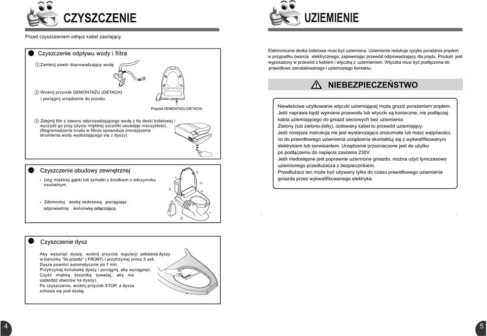 Wtyczka musi być podłączona do prawidłowo zainstalowanego i uziemionego kontaktu.